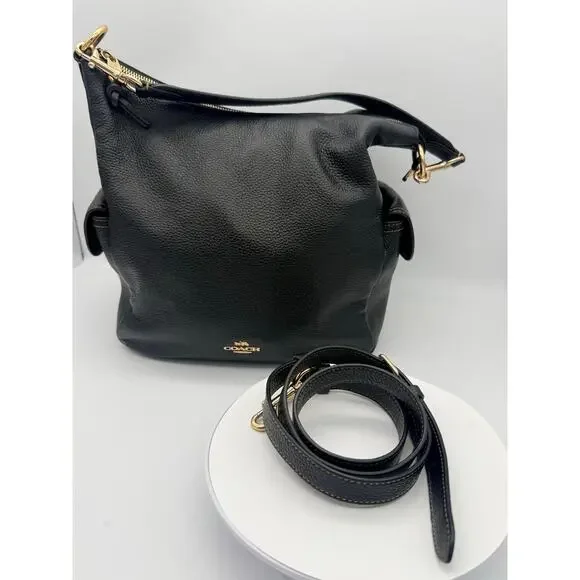 Coach Pennie Convertible Shoulder Bag in Black Refined Pebbled Leather - Picture 8 of 8